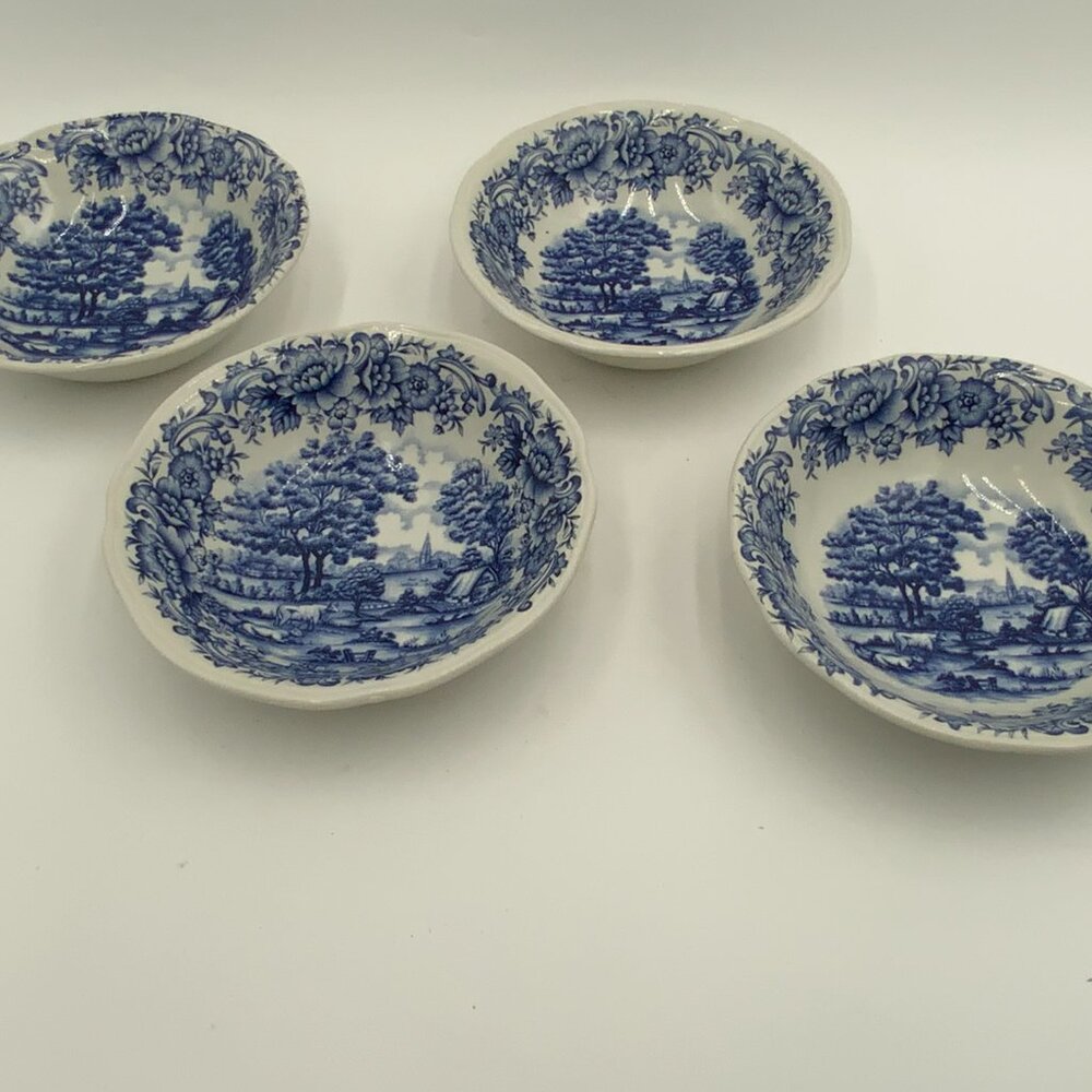 4 Emporium of Maine "Home Country" Myott Meakin Blue and White Bowls 6 1/4" - Picture 5 of 10